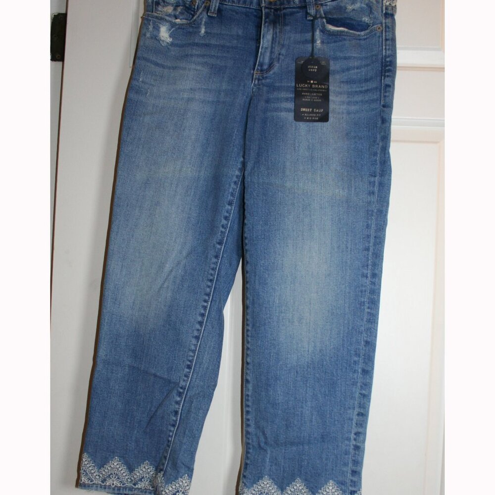 Lucky Brand Women’s Embroidered Lacy Design Mid Rise Crop Jeans Size 8/29